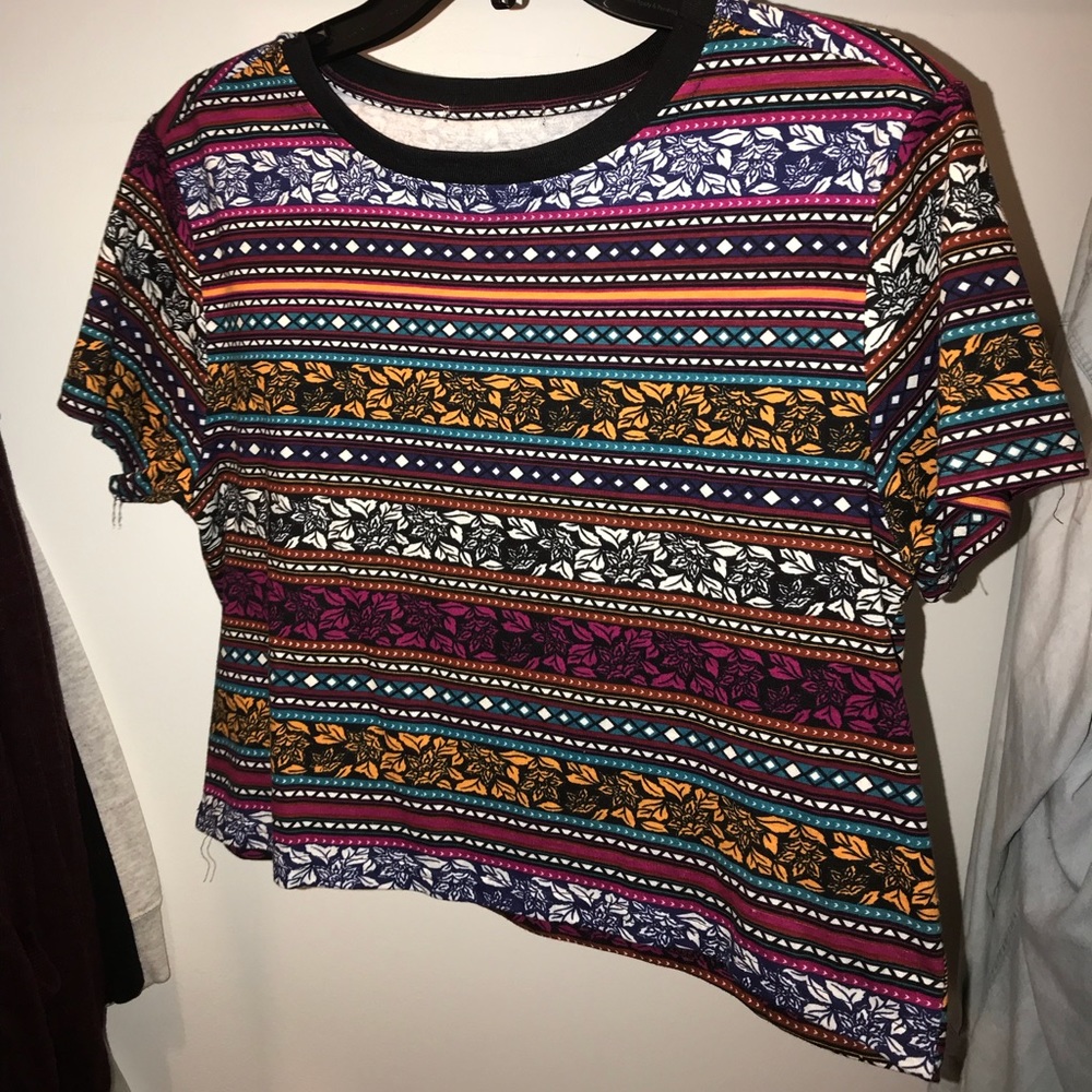 Multi colored vintage detailed crop top